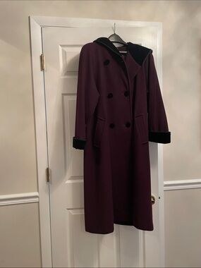 Halston Wool and Velvet Coat